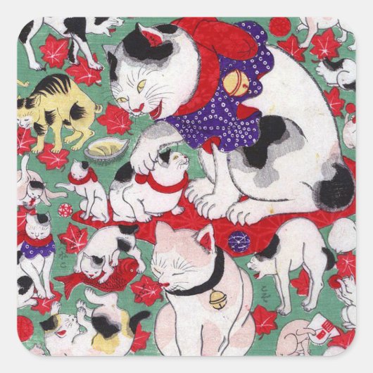 作 者 不 Katten, Auteur onbekend Vierkante Sticker (Voorkant)