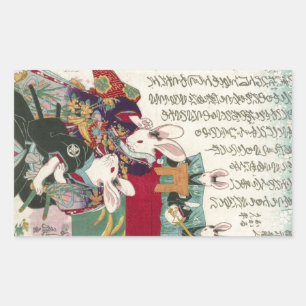 兎 の 伎 者, Yoshifuji, Ukiyo-e, 歌役, Yoshifuji, Yoshif Rechthoekige Sticker