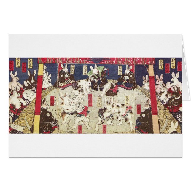 兎 の 撲, 芳 Sumo Rabbits, Yoshifuji, Ukiyo-e (Voorkant Horizontaal)