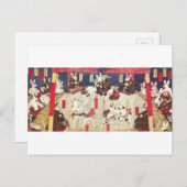 兎 の 撲, 芳 Sumo Rabbits, Yoshifuji, Ukiyo-e Briefkaart (Voorkant / Achterkant)