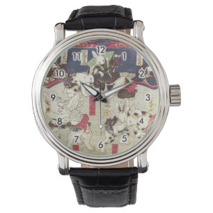 兎 の 撲, 芳 Sumo Rabbits, Yoshifuji, Ukiyo-e Horloge