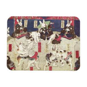 兎 の 撲, 芳 Sumo Rabbits, Yoshifuji, Ukiyo-e Magneet