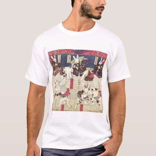 兎 の 撲, 芳 Sumo Rabbits, Yoshifuji, Ukiyo-e T-shirt (Voorkant)