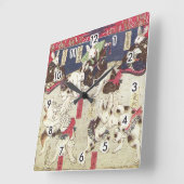 兎 の 撲, 芳 Sumo Rabbits, Yoshifuji, Ukiyo-e Vierkante Klok (Hoek)