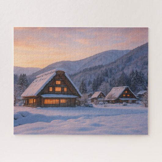 冬の白川郷 合掌造りの里/Winter Shirakawa-go: A Village of Gas Legpuzzel (Horizontaal)