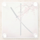 「刀と散華（Katana to Sange）」 Glazen Onderzetter (Achterkant)