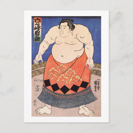 力 士, 国 Sumo Wrestler, Kuniyoshi, Ukiyo-e Briefkaart (Voorkant)