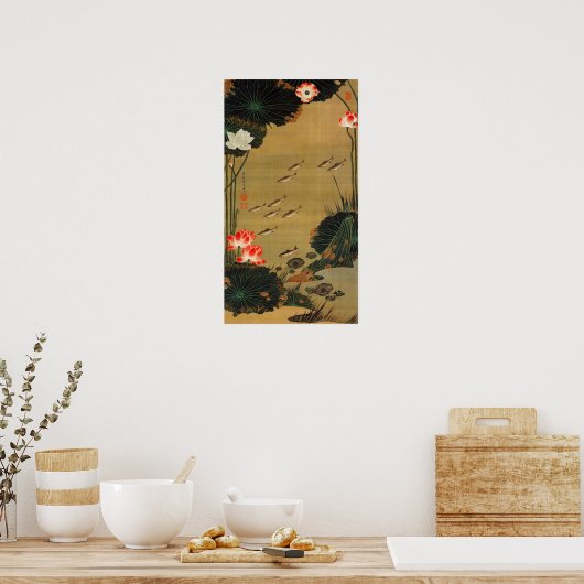 動植綵絵(17)蓮池遊魚図, 伊藤若冲 POSTER (Keuken)