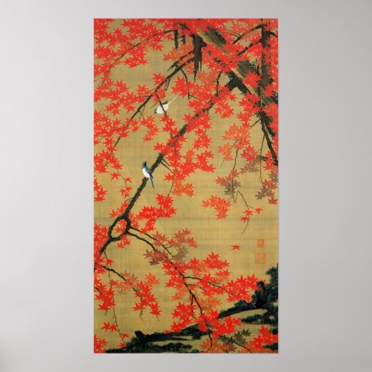 動 植)葉(30,綵絵紅小禽図,30,0000000000000000000000000000000 POSTER (Voorkant)