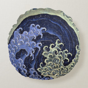 北 の, 北 Hokusai Wave, Hokusai, Japan Art Rond Kussen