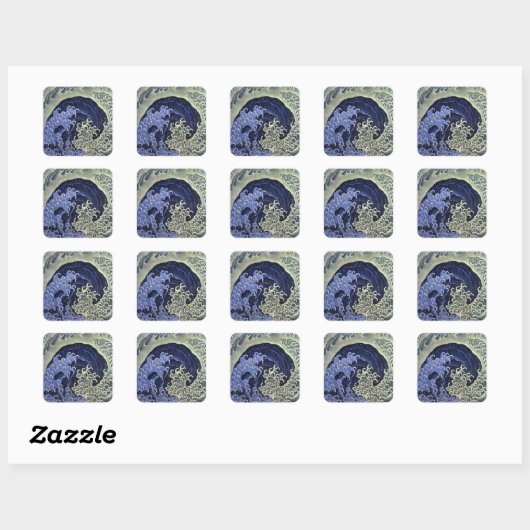 北 斎 波, 北 Hokusai Wave, Hokusai Vierkante Sticker (Vel)