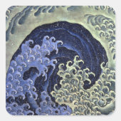 北 斎 波, 北 Hokusai Wave, Hokusai Vierkante Sticker (Voorkant)