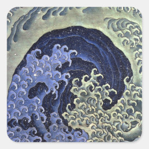 北 斎 波, 北 Hokusai Wave, Hokusai Vierkante Sticker
