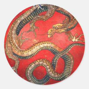 北 斎 龍, 北 Hokusai Dragon, Hokusai, の Hokusai Ronde Sticker