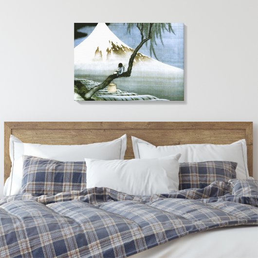 北 斎 Boy & Mt Fuji Fine Art Canvas Afdruk (Insitu (Slaapkamer))