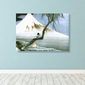 北 斎 Boy & Mt Fuji Fine Art Canvas Afdruk (Insitu (Houten vloer))