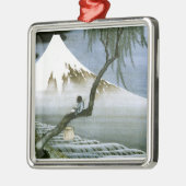 北 斎 Boy & Mt Fuji Fine Art Metalen Ornament (Links)