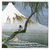 北 斎 Boy & Mt Fuji Fine Art Tegeltje (Voorkant)