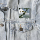北 斎 Boy & Mt Fuji Fine Art Vierkante Button 5,1 Cm (In situ)
