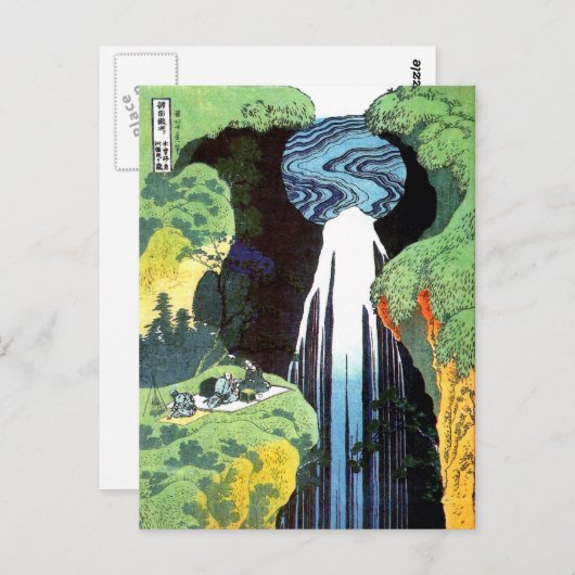 北 斎 Hokusai Amida Waterfall Fine Art Briefkaart (Voorkant / Achterkant)