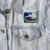 北 斎 Hokusai Ocean Waves Vierkante Button 5,1 Cm (In situ)