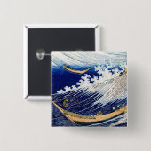北 斎 Hokusai Ocean Waves Vierkante Button 5,1 Cm (Voorkant /achterkant)