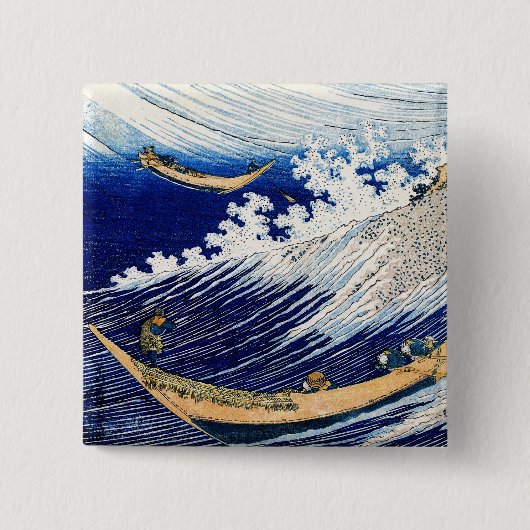 北 斎 Hokusai Ocean Waves Vierkante Button 5,1 Cm (Voorkant)