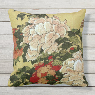 北 斎 Hokusai Peonies & Butterflies Fine Art Buitenkussen