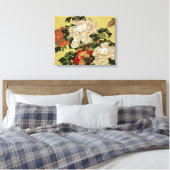 北 斎 Hokusai Peonies & Butterflies Fine Art Canvas Afdruk (Insitu (Slaapkamer))
