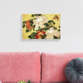 北 斎 Hokusai Peonies & Butterflies Fine Art Canvas Afdruk (Insitu (Woonkamer))