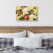 北 斎 Hokusai Peonies & Butterflies Fine Art Canvas Afdruk (Insitu (Slaapkamer))
