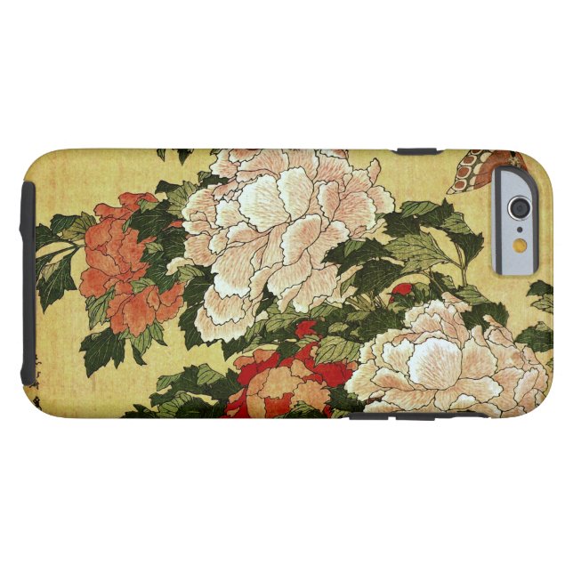 北 斎 Hokusai Peonies & Butterflies Fine Art Case-Mate iPhone Case (Achterkant Horizontaal)