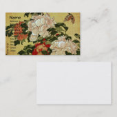 北 斎 Hokusai Peonies & Butterflies Fine Art Visitekaartje (Voorkant / Achterkant)