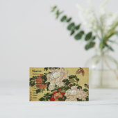 北 斎 Hokusai Peonies & Butterflies Fine Art Visitekaartje (Staand voorkant)