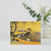 北 斎 Rice Fields Hokusai Fine Art Briefkaart (Staand voorkant)