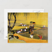 北 斎 Rice Fields Hokusai Fine Art Briefkaart (Voorkant / Achterkant)