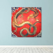 北 龍, 北 斎 Hokusai Dragon, Hokusai, Art Canvas Afdruk (Insitu (Houten vloer))
