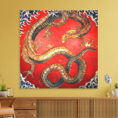 北 龍, 北 斎 Hokusai Dragon, Hokusai, Art Canvas Afdruk (Insitu (Woonkamer))