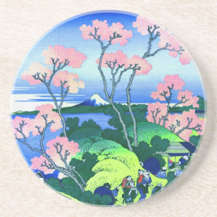 北 Goten-Yama Hill Hokusai Cherry Blossom Fine Art Zandsteen Onderzetter