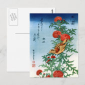 北 Hokusai Bird & Flowers Fine Art Briefkaart (Voorkant / Achterkant)