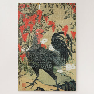 南 鶏 図, 若 Rooster en 天 Rooster, Jakuchu Legpuzzel