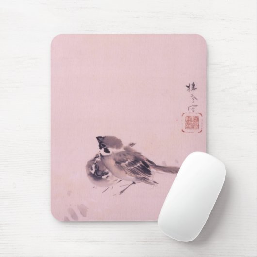 双 雀, 栖 Paar van de Sparrow, Seihō, Japanse Kunst Muismat (Met muis)