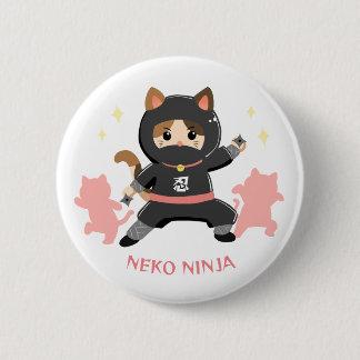 可愛い猫忍者 日本 ピンク Cat Ninja from Japan Pink Ronde Button 5,7 Cm