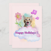 可愛い『Happy Holidays』おしゃべりねこ♡ Feestdagenkaart (Voorkant / Achterkant)