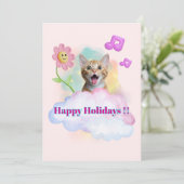 可愛い『Happy Holidays』おしゃべりねこ♡ Feestdagenkaart (Staand voorkant)