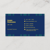 名刺 Square Dog ストライプ / ブルー Business Card Visitekaartje (Achterkant)