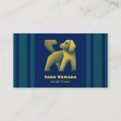 名刺 Square Dog ストライプ / ブルー Business Card Visitekaartje (Voorkant)