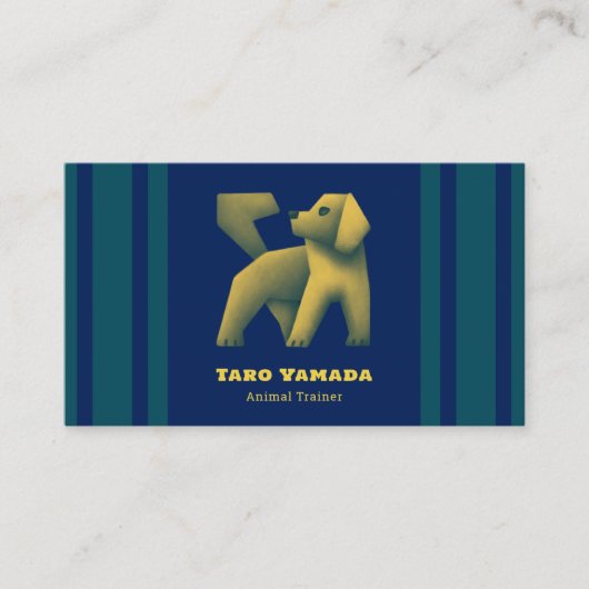 名刺 Square Dog ストライプ / ブルー Business Card Visitekaartje (Voorkant)