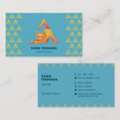 名刺 Triangle Cat 猫 トライアングル / 水色 Business Card Visitekaartje (Voorkant / Achterkant)