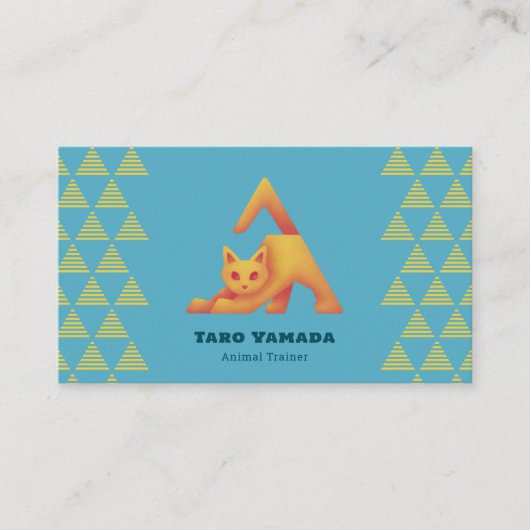 名刺 Triangle Cat 猫 トライアングル / 水色 Business Card Visitekaartje (Voorkant)